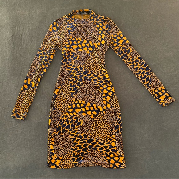 Fashion Nova Wild About You Velvet Mini Dress - Mustard/combo Size XS - Picture 2 of 14